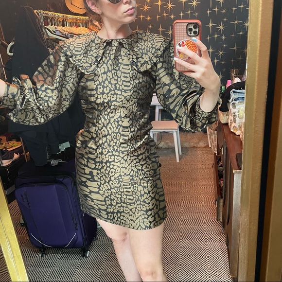 NWT Ganni Sz 38 Leopard print mini dress - Picture 2 of 4